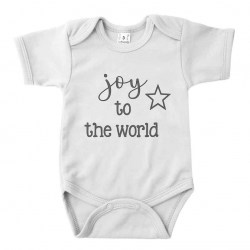 Kerst rompertje wit joy to the world zwart